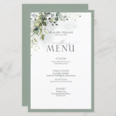Botanique Vert Floral Aquarelle Menu Mariage (Devant / Derrière)