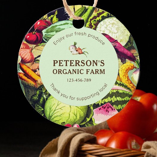 Botanique Vintage Légumes Étiquette fermier local