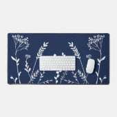 Botaniques blanches sur fond bleu marine (Clavier et souris)