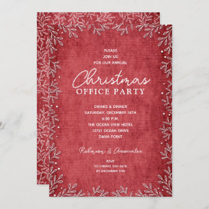 Botaniques blancs chics Red Christmas Invitations