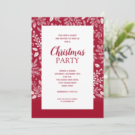 Botaniques blancs Cranberry Christmas Invitations (Debout devant)