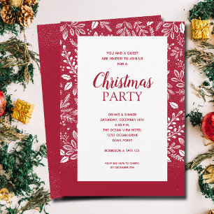 Botaniques blancs Cranberry Christmas Invitations