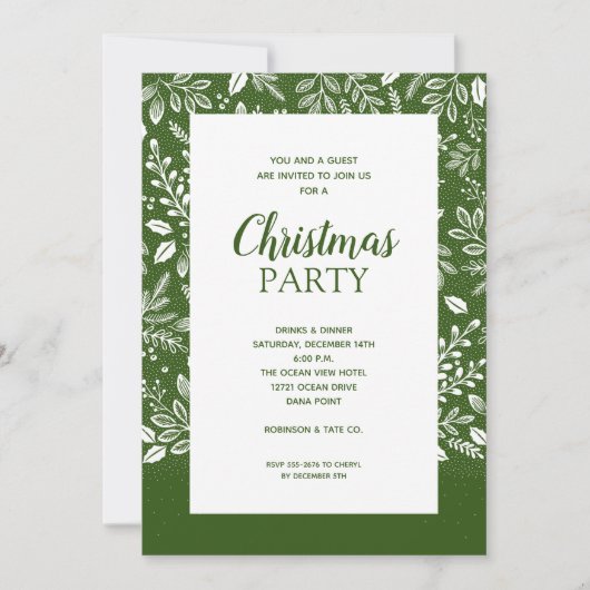 Botaniques blancs Noël Invitations (Devant)