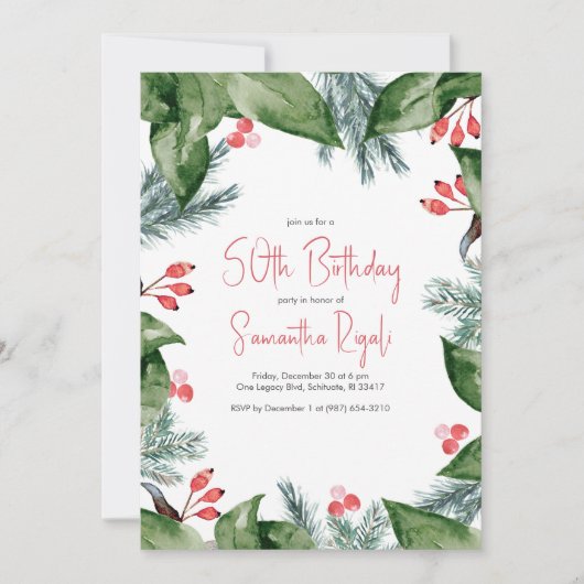 Botaniques d'hiver 50e anniversaire Invitations (Devant)