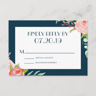 Botaniques en floraison   Carte RSVP de mariage