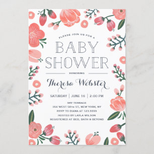 Botaniques en floraison   Invitation baby shower