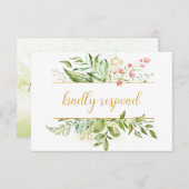 Botaniques Fleurs roses Aquarelle Splash RSVP (Devant / Derrière)