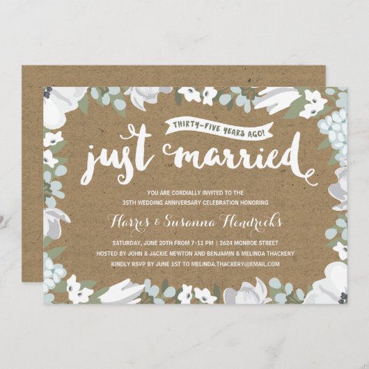 Botanisch | 35e trouwfeest kaart (Voorkant / Achterkant)