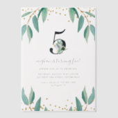  Botanisch 5e Verjaardagsfeest Vellum Uitnodigingen (Voorkant)