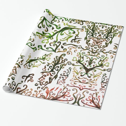 Botanisch abstract inpakpapier (Uitgerold)