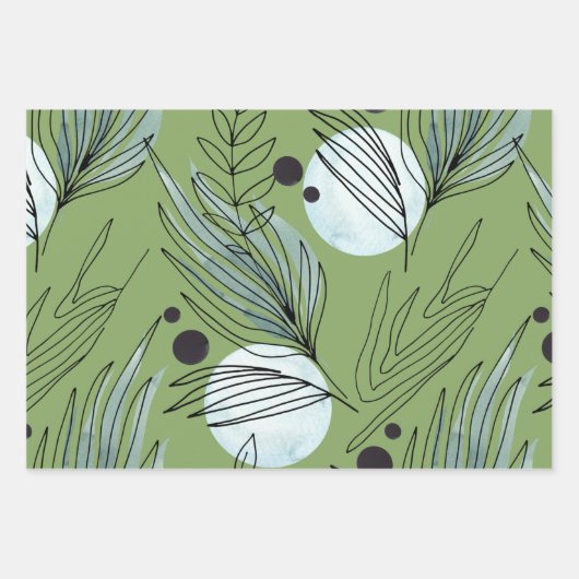 Botanisch Abstract patroon Inpakpapier Vel (Voorkant 3)