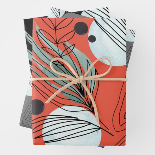 Botanisch Abstract patroon Inpakpapier Vel (In situ)