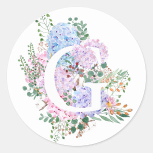 Botanisch alfabet G hortensia bloemen Ronde Sticker