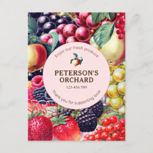 Botanisch Antieke Fruit Lokale Boer Label Briefkaart