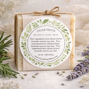 Botanisch Aquarel Ingrediënten Productlabel Ronde Sticker
