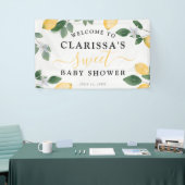 Botanisch Baby shower met lam en groen zoet Spandoek (Beurs)