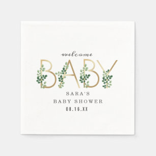 Botanisch baby shower met minimale lettertekens servet