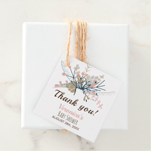 Botanisch Baby shower voor perforatiepoeder Dank u Bedankjes Labels (In situ)