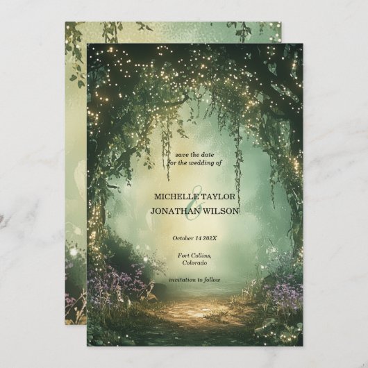 Botanisch Betoverd Bos Bewaar de Datum Kaart (Voorkant / Achterkant)