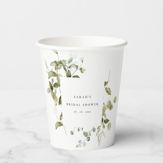 Botanisch blad Blad Waterverf Vrijgezellenfeest Papieren Bekers (Achterkant)