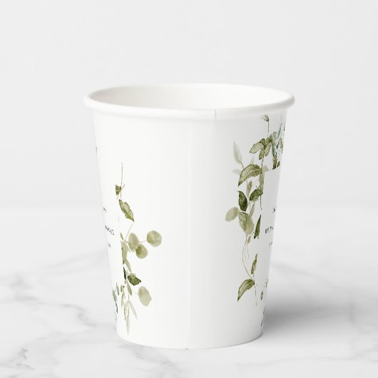 Botanisch blad Blad Waterverf Vrijgezellenfeest Papieren Bekers (Rechts)