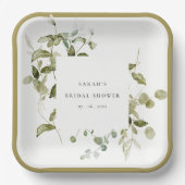 Botanisch blad Blad Waterverf Vrijgezellenfeest Papieren Bordje (Voorkant)