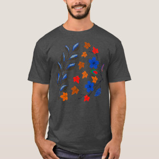 Botanisch blad- en bloempatroon t-shirt