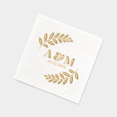 Botanisch blad Monogram Initialen & datum bruiloft Folie Servetten (Links)