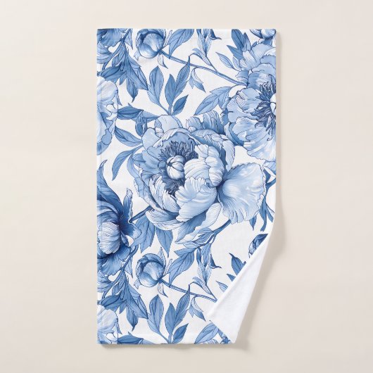 Botanisch Blauw Bloemen Art Nouveau Porseleinen Bl Bad Handdoek (Handdoek)