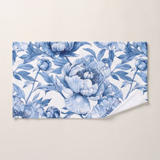 Botanisch Blauw Bloemen Art Nouveau Porseleinen Bl Bad Handdoek (Handdoek)