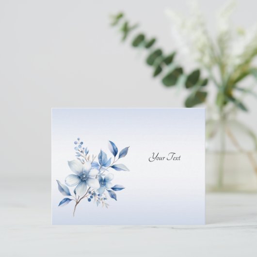 Botanisch Blauw Bloemen Briefkaart (Staand voorkant)