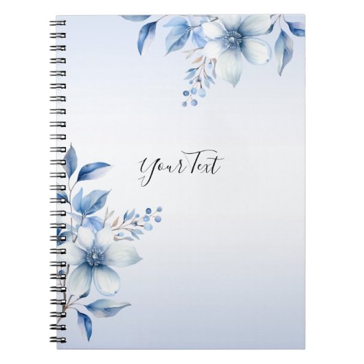 Botanisch Blauw Bloemen Notitieboek (Voorkant)