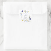 Botanisch blauw Boho Wildflowers Rustieke bruiloft Vierkante Sticker (Tas)