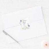 Botanisch blauw Boho Wildflowers Rustieke bruiloft Vierkante Sticker (Envelop)