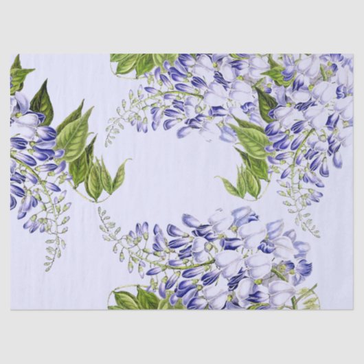 Botanisch blauw flessenpapier met fluitbloem tissuepapier (Voorkant)