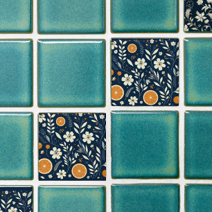 Botanisch blauw tegeltje