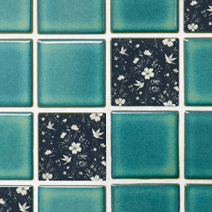 Botanisch blauw tegeltje