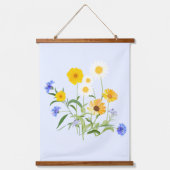 Botanisch Blauw Wit Gele Wildbloemen Hangend Wandkleed (Voorkant 3)