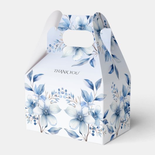 Botanisch Blauwe Bloemen Favor Box Bedankdoosjes (Achterkant)