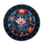 Botanisch Bloemen Patroon Rood Blauw Vrouwelijk Dartbord (Voorkant)