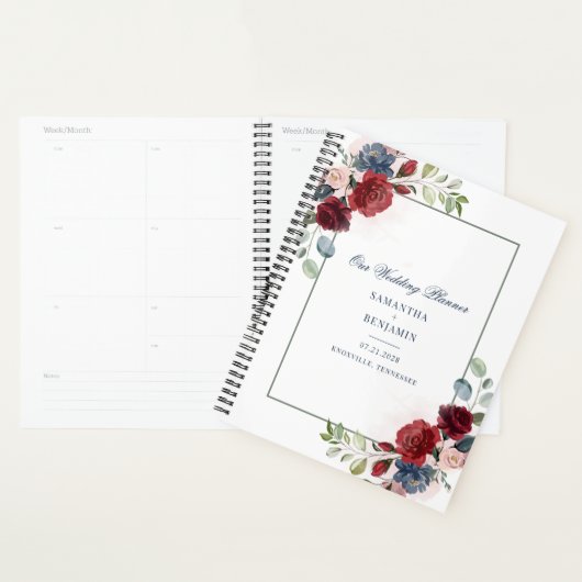 Botanisch Bloemig Bourgondië Groene Scriptuur Brui Planner (Display)