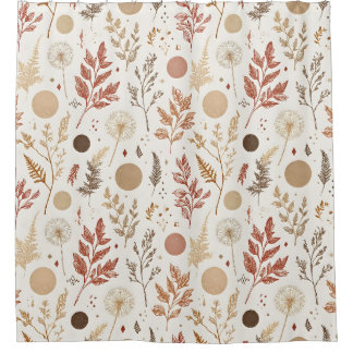 Botanisch Boho Bloemmotief Ontwerp 396 Douchegordijn
