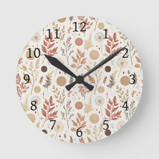 Botanisch Boho Bloemmotief Ontwerp 396 Ronde Klok