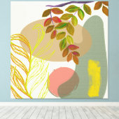 Botanisch Boho Geel Groen Canvas Afdruk (Insitu (Houten vloer))