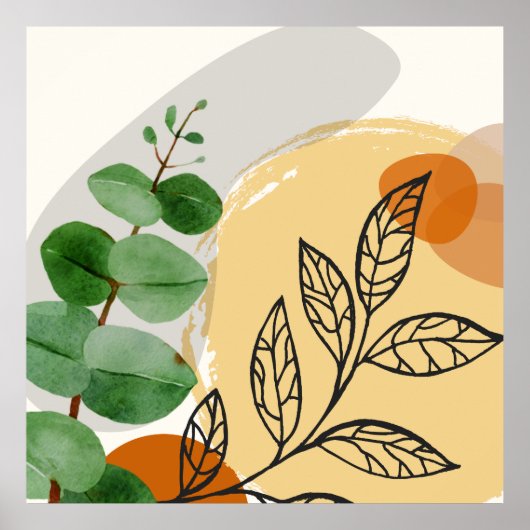 Botanisch Boho Groen Sinaasappel Poster (Voorkant)