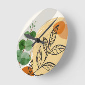 Botanisch Boho Groen Sinaasappel Ronde Klok (Hoek)