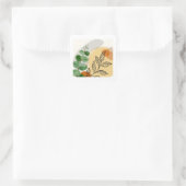 Botanisch Boho Groen Sinaasappel Vierkante Sticker (Tas)