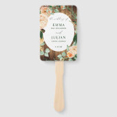 Botanisch Boho Rustic Barn Wood Weddenschap Progra Handwaaier (Voorkant)