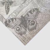 Botanisch Butterfly Script zwart-wit Tissuepapier (Detail)