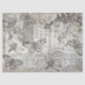 Botanisch Butterfly Script zwart-wit Tissuepapier (Voorkant)